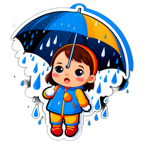 อารมณ์ของเด็กน้อยกับร่มในสายฝน