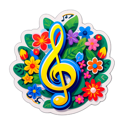 Sticker Mừng Tết với Nhạc và Hoa