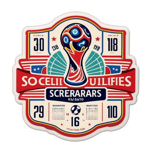 En vintage-sticker som fremhever ikoniske kamper i VM-kvalifiseringer