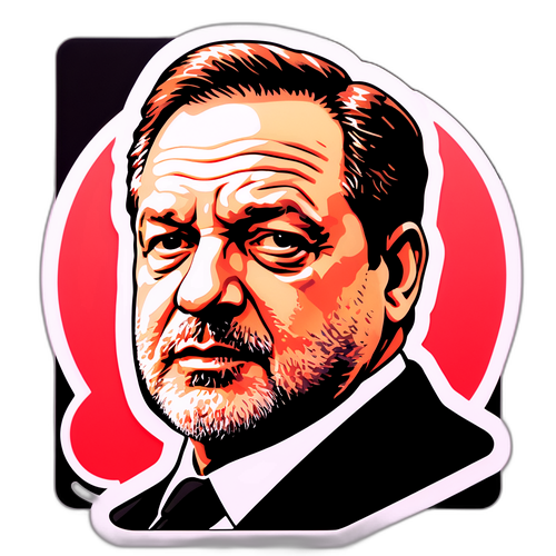 Un llamativo adhesivo que representa la controversia y el impacto de Harvey Weinstein en la industria del cine