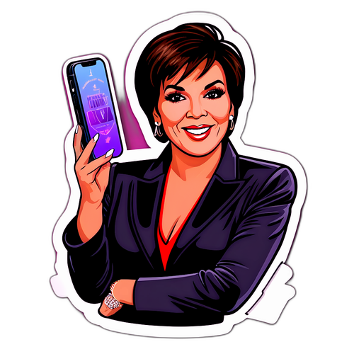 Elegant klistermærke af Kris Jenner med mobil