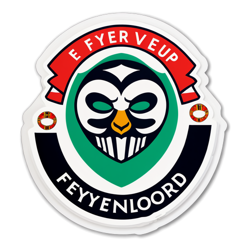 Kleurrijke sticker van De Kuip met het Feyenoord-logo en de slogan 'Forever Feyenoord'