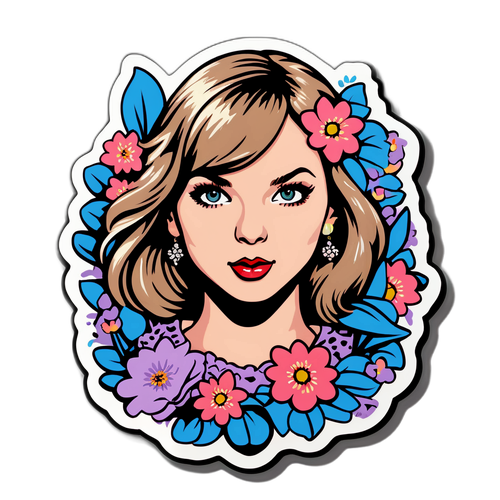 Autocolant cu portretul stilizat al lui Taylor Swift