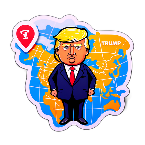 A adesivo de Donald Trump planejando seu próximo destino