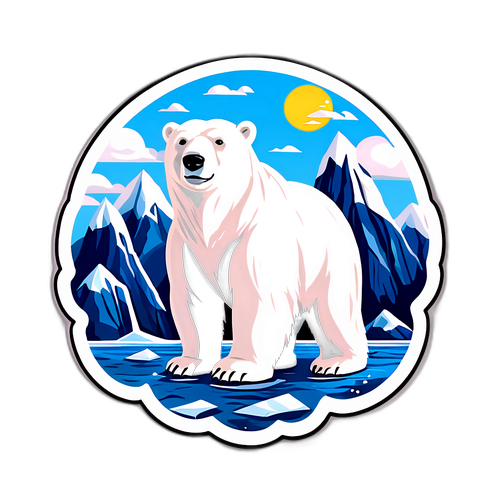 可愛北極熊與冰塊的貼紙設計