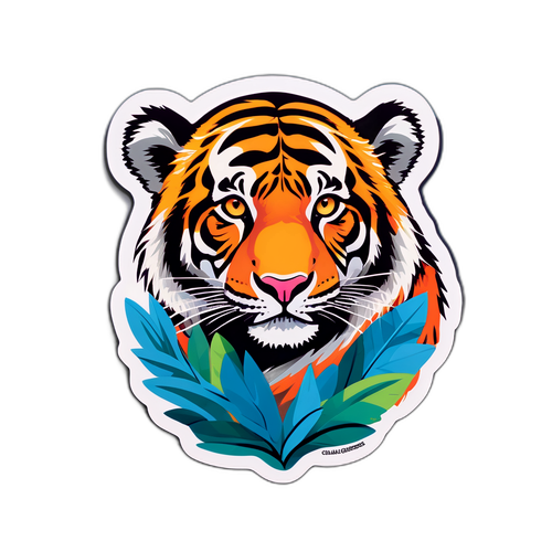 Färgglad Tigerklistermärke
