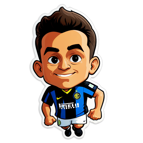 Sticker cu jucători caricaturizați de la Como și Inter