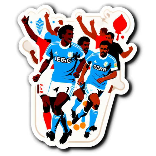 Sticker représentant une scène emblématique du match entre Marseille et Monaco