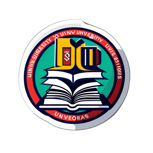 Üniversite Logosu ve Kitaplar Sticker'ı