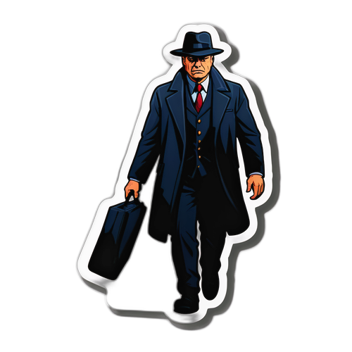 Sticker-Design des Kommissars Murot in einer dunklen Stadt