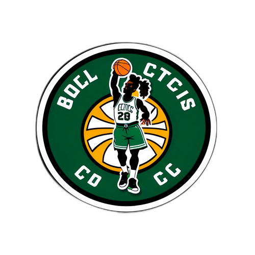 Diseño de sticker del logo de los Boston Celtics combinado con un baloncesto
