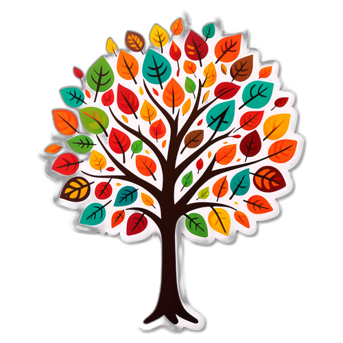 Pohon Berwarna-warni yang Mewakili Perubahan Musim