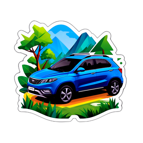 Arte Geométrica do Geely EX5 em Ambiente Natural