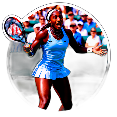 Glossy Sticker of Coco Gauff Celebrating