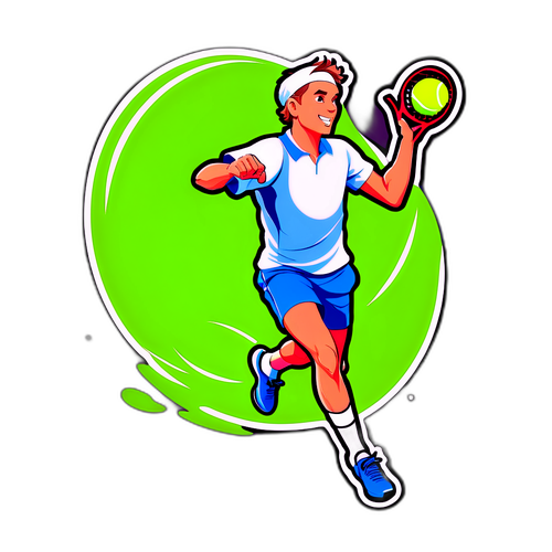 Energetisk klistremerke av Casper Ruud som serverer tennisball