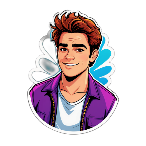 Autocollant de Kj Apa en style cartoon