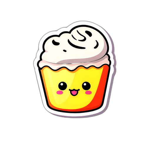 かわいいカップケーキステッカー