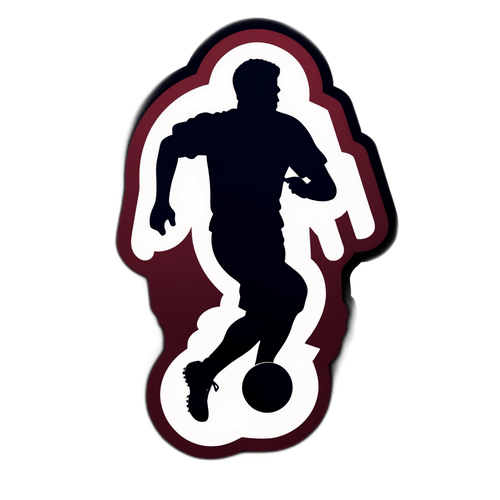 Silhouette-ul unui jucător de fotbal în acțiune