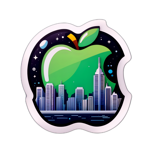 Futurystyczne logo Apple w mieście