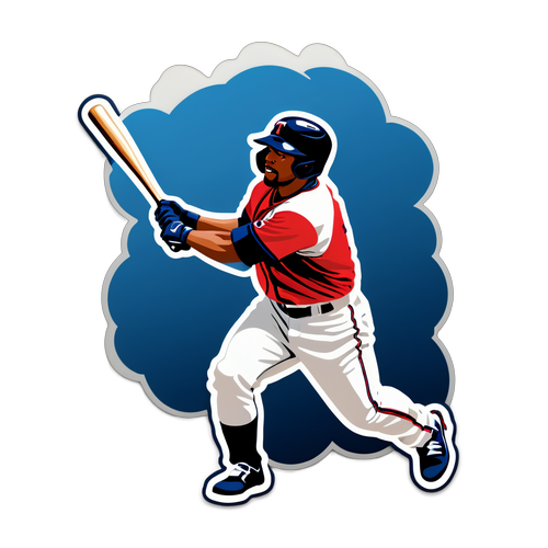 ツインズ選手がホームランを打つ瞬間の鮮やかなイラスト
