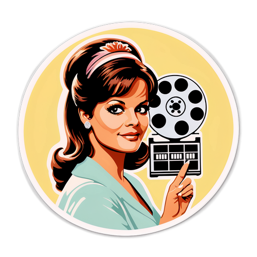 En vintageklistermärke med en ikonisk bild av Claudia Cardinale