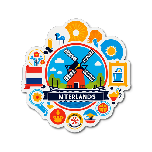 Ontdek de Betovering van Nederland: Windmolens en Klompen in Één Sticker!