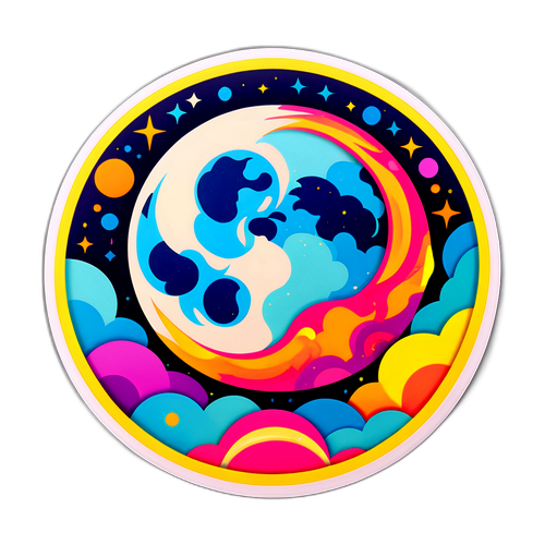 Sticker artístico de la luna llena