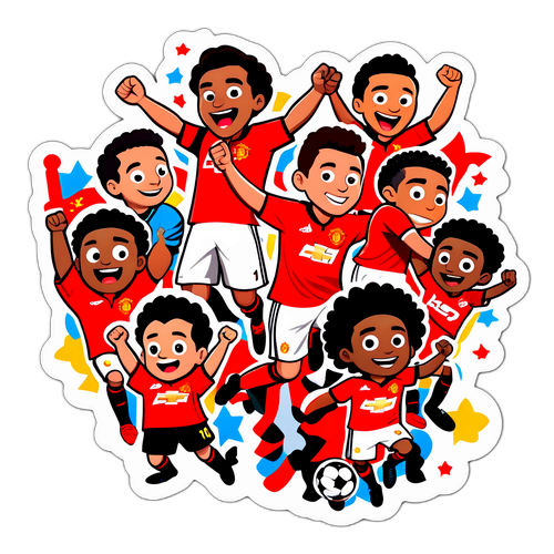 สติกเกอร์การ์ตูนเฉลิมฉลองชัยชนะของแมนเชสเตอร์ยูไนเต็ด
