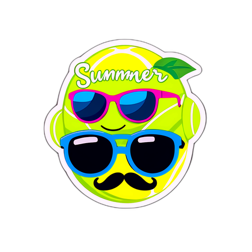 Wesoła naklejka z piłkami tenisowymi w okularach przeciwsłonecznych