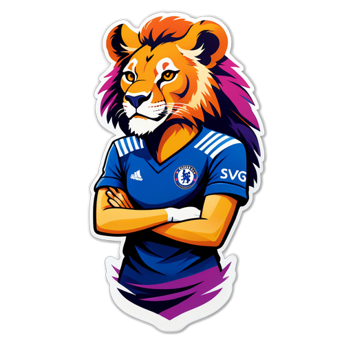 Sticker ya Nembo ya Chelsea Wanawake na Simba Mjanja