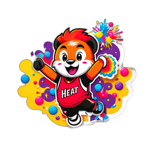 Isang Maligayang Sticker ng Heat Mascot sa Pagseselebra ng Tagumpay