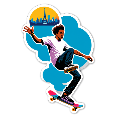 Skateboarding-OL 2024: Dette Klistermærke Fanger Paris' Energi og Action!