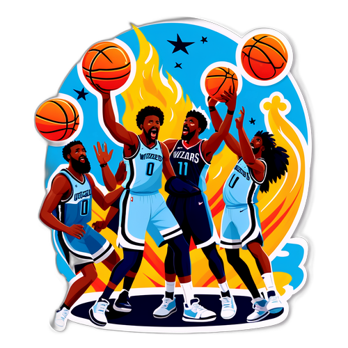 Autocollant de jeu de basketball entre les Wizards et les Grizzlies