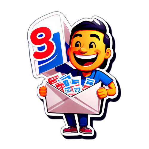 Masayang Taga-Postal na may mga Liham