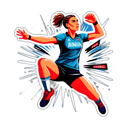 Illustrer Anja Andersen i en dramatisk håndboldpose