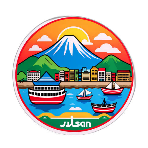 Ulsan Şehri Simgeleri Sticker Tasarımı