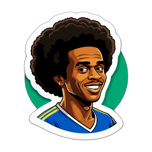 Thiết kế nhãn dán phong cách retro với hình ảnh bóng đá của Estêvão Willian