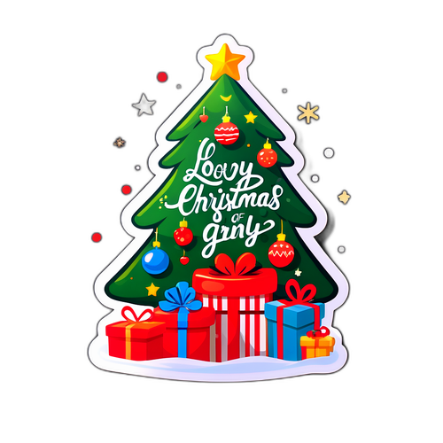 Warme Kerstgroet met Kerstboom en Cadeaus