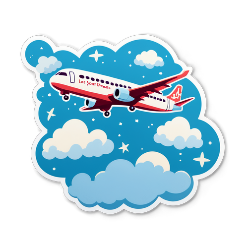 Whimsical Airplane with Clouds Sticker