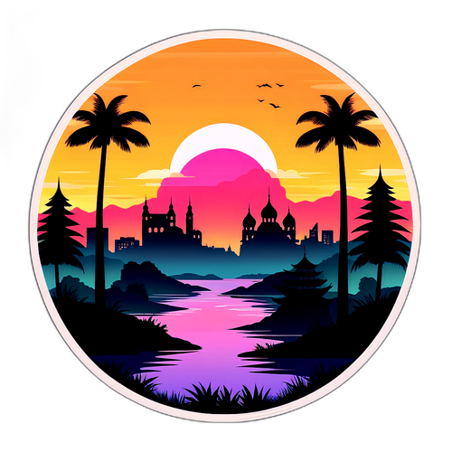 Силуети Павлоградських пейзажів на заході сонця