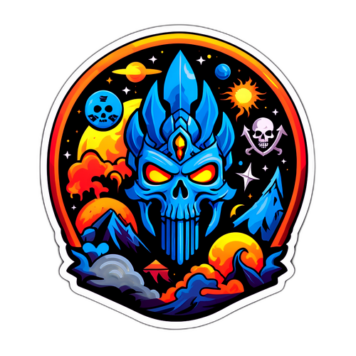 종말을 주제로 한 판타지 요소의 독특한 스티커 디자인
