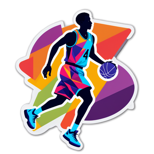Abstract na Sining na Sticker ng Manlalaro ng Basketball