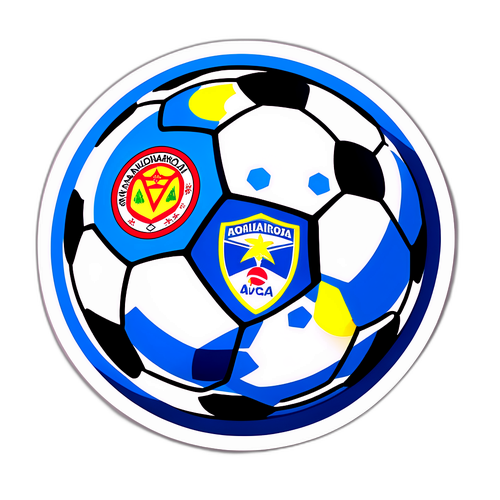 Sticker de balón de fútbol con colores de Millonarios y América