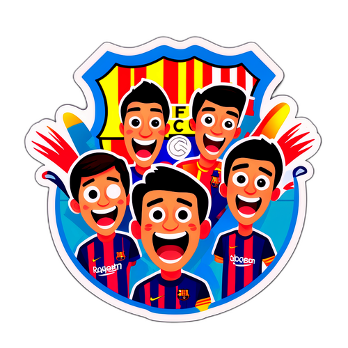 Barcelona Stadion Illusztráció Boldog Szurkolókkal