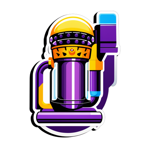 Autocollant avec le logo Dyson sur fond de technologies modernes et d'éléments de nettoyage