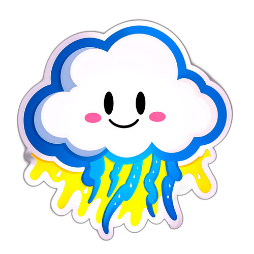 Sticker di Nuvola Temporalesca con Faccia Felice