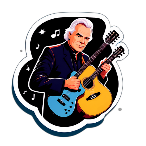 Klistermærke af Clement Bischoff med guitar