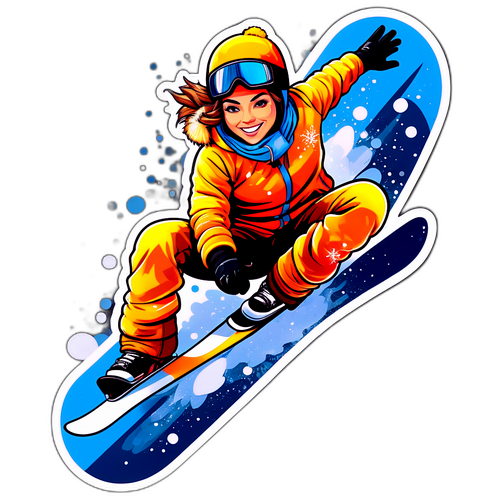 Kreativer Aufkleber mit Amber Glenn im Snowboard-Posing