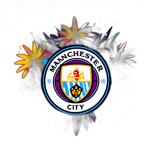 מדבקה דינמית עם לוגו של מנצ'סטר סיטי ומופע זיקוקים