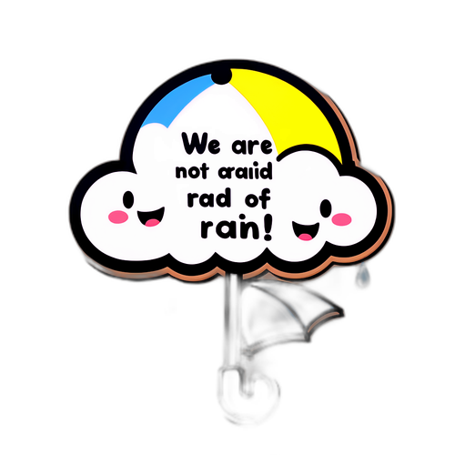 Đám mây với ô mở và câu nói 'Chúng tôi không sợ mưa!'
